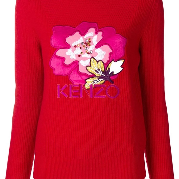 KENZO Red ‘Indonesian Flower' jumper M - Picture 6 of 10